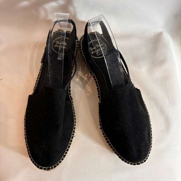 TONI PONS Sz 40 Espadrille Sandals Suede Jute Outsole Elastic Straps - Picture 1 of 9